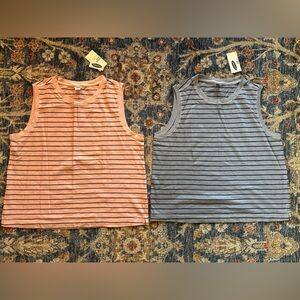 NWT Old Navy lot of 2 striped tank tops 100% cotton size large